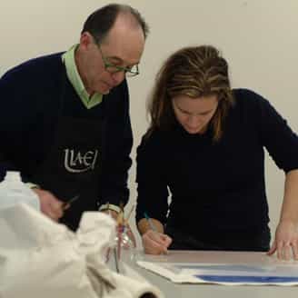 Bill Goldston and Suzanne McClelland in the studio.