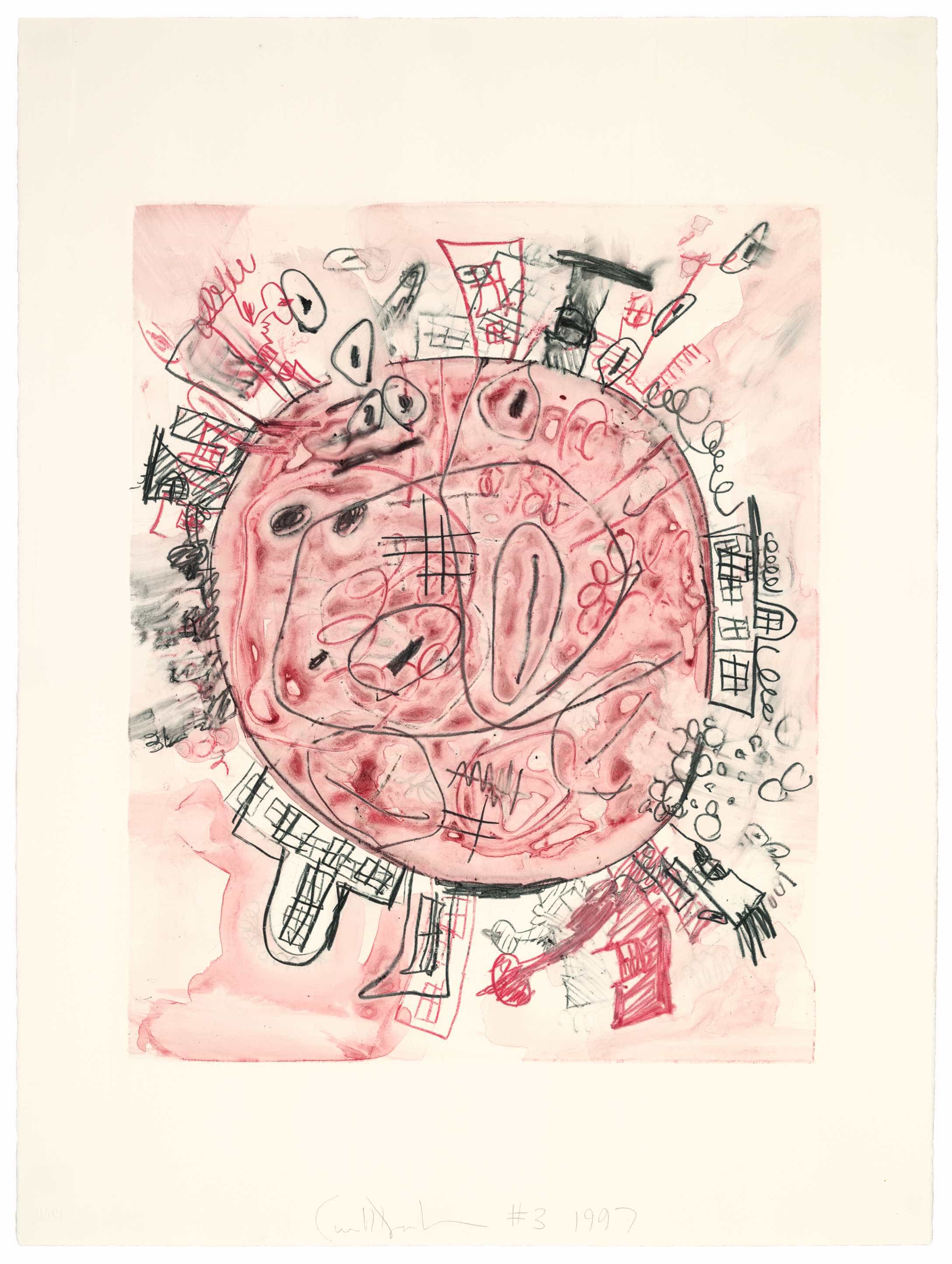 Carroll Dunham, Monotype (Red 3), 1997