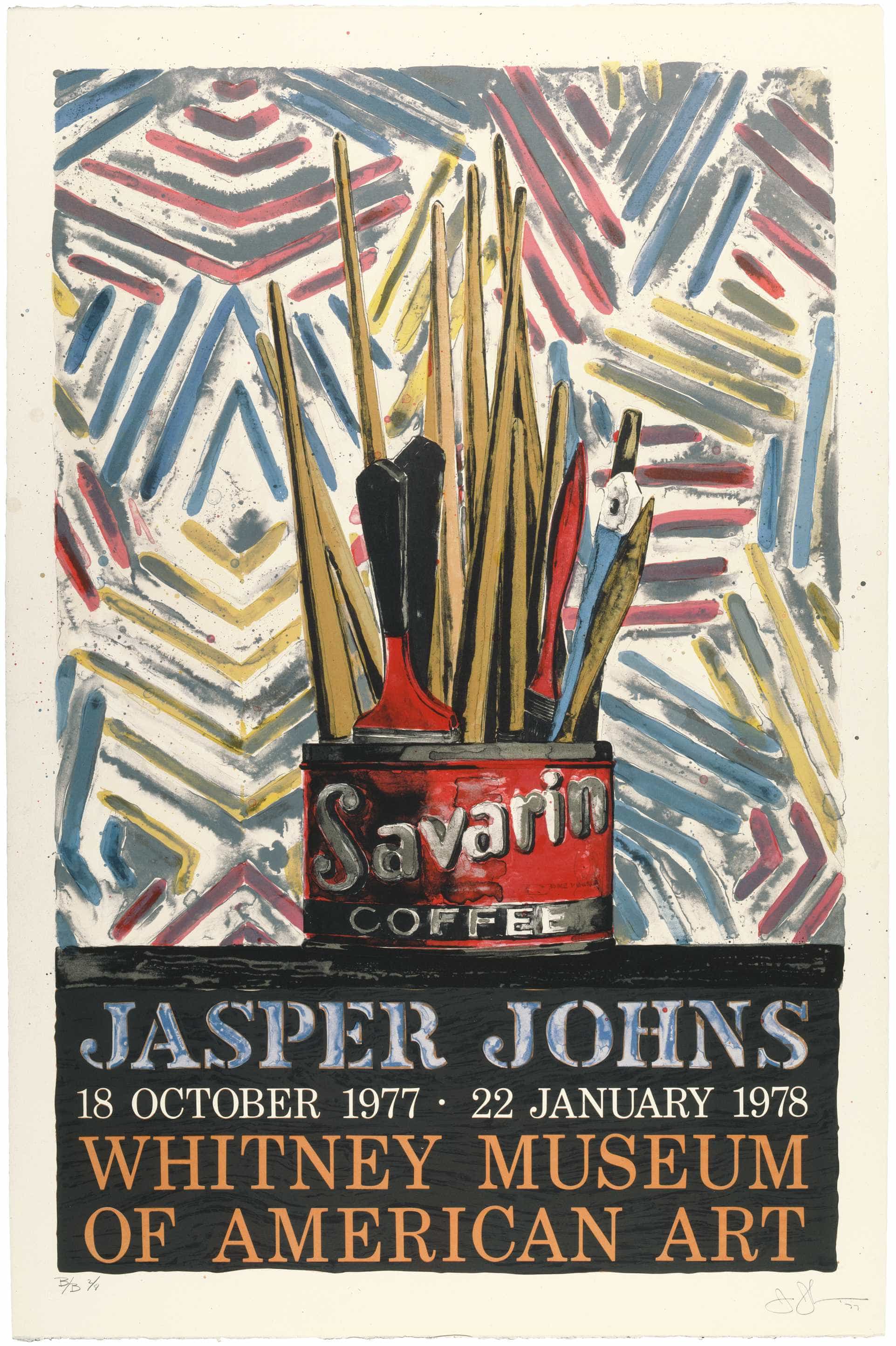 JASPER JOHNS Savarin Cans-Monotype 45.5 x 29.5 Poster 1977 Pop Art Multicolor 