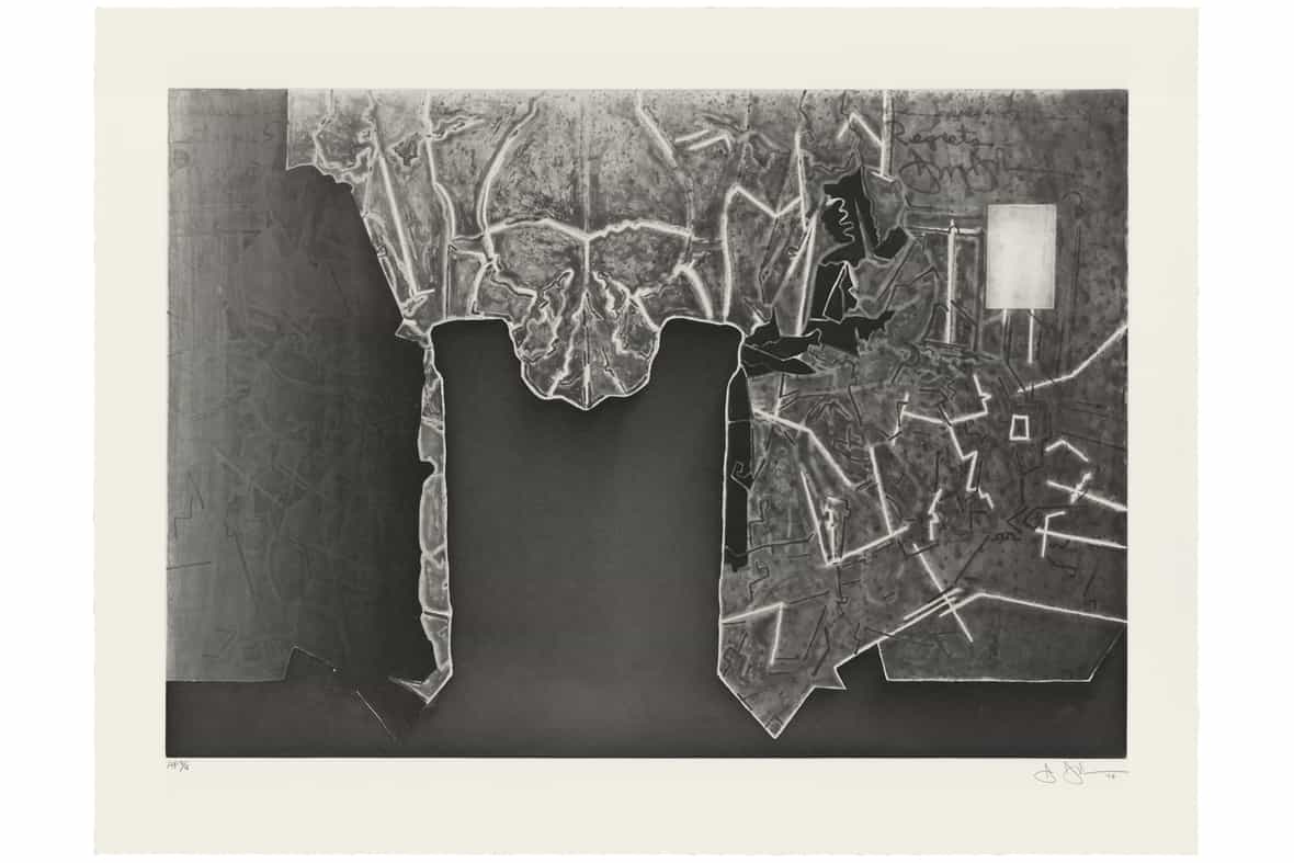 Jasper Johns "Regrets," 2014 intaglio with chine-collé in an edition of 36