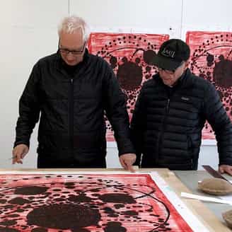 Bill Goldston with Terry Winters. Winters signs a BAT for Red Stone.