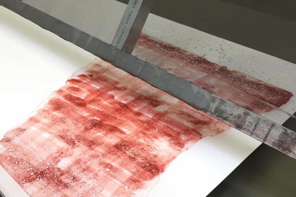 A Sam Moyer monoprint in the etching sink being prepared for the second printing.