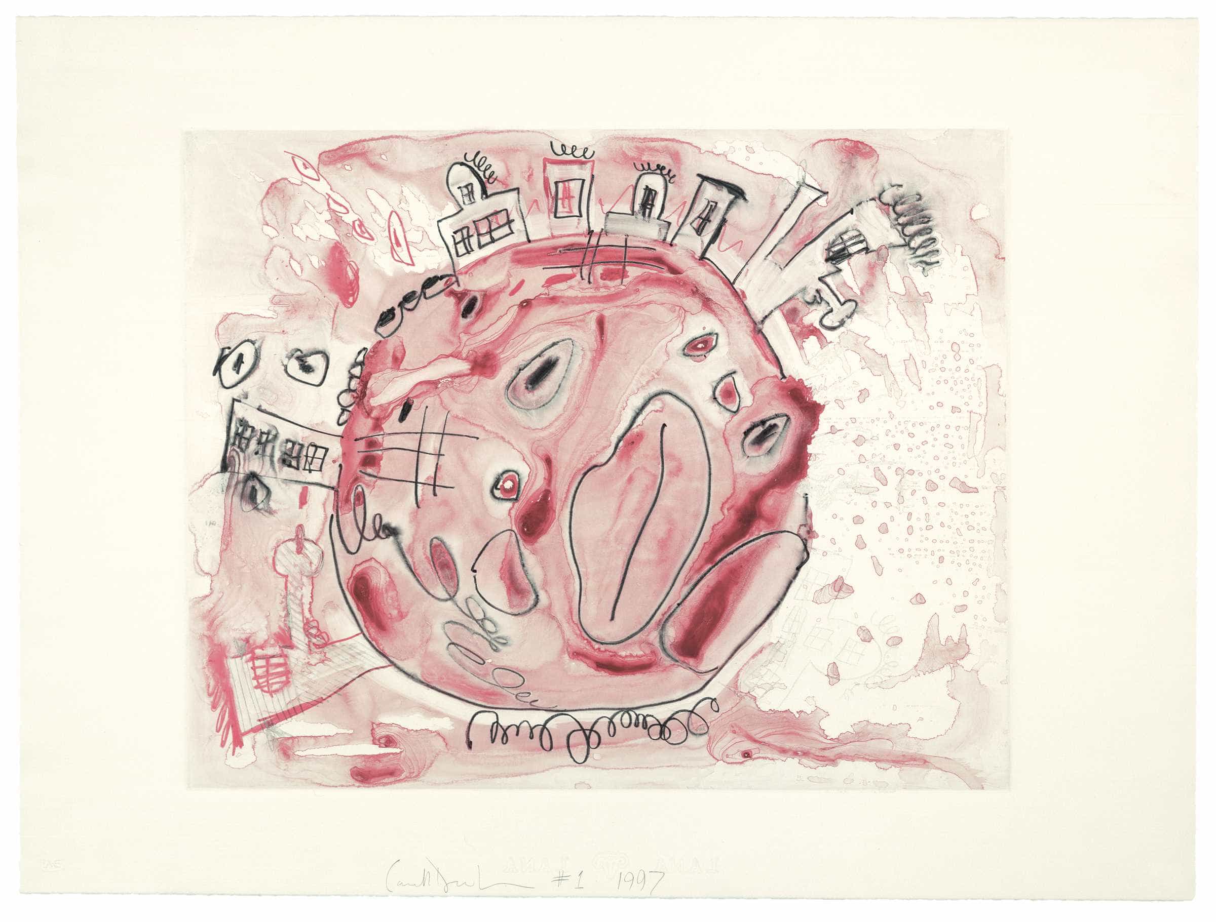 Carroll Dunham, Monotype (Red 1), 1997