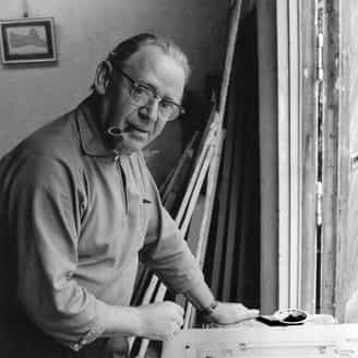 Fritz Glarner, working on Color Drawing for Relational Painting.  Photograph by Hans Namuth.
