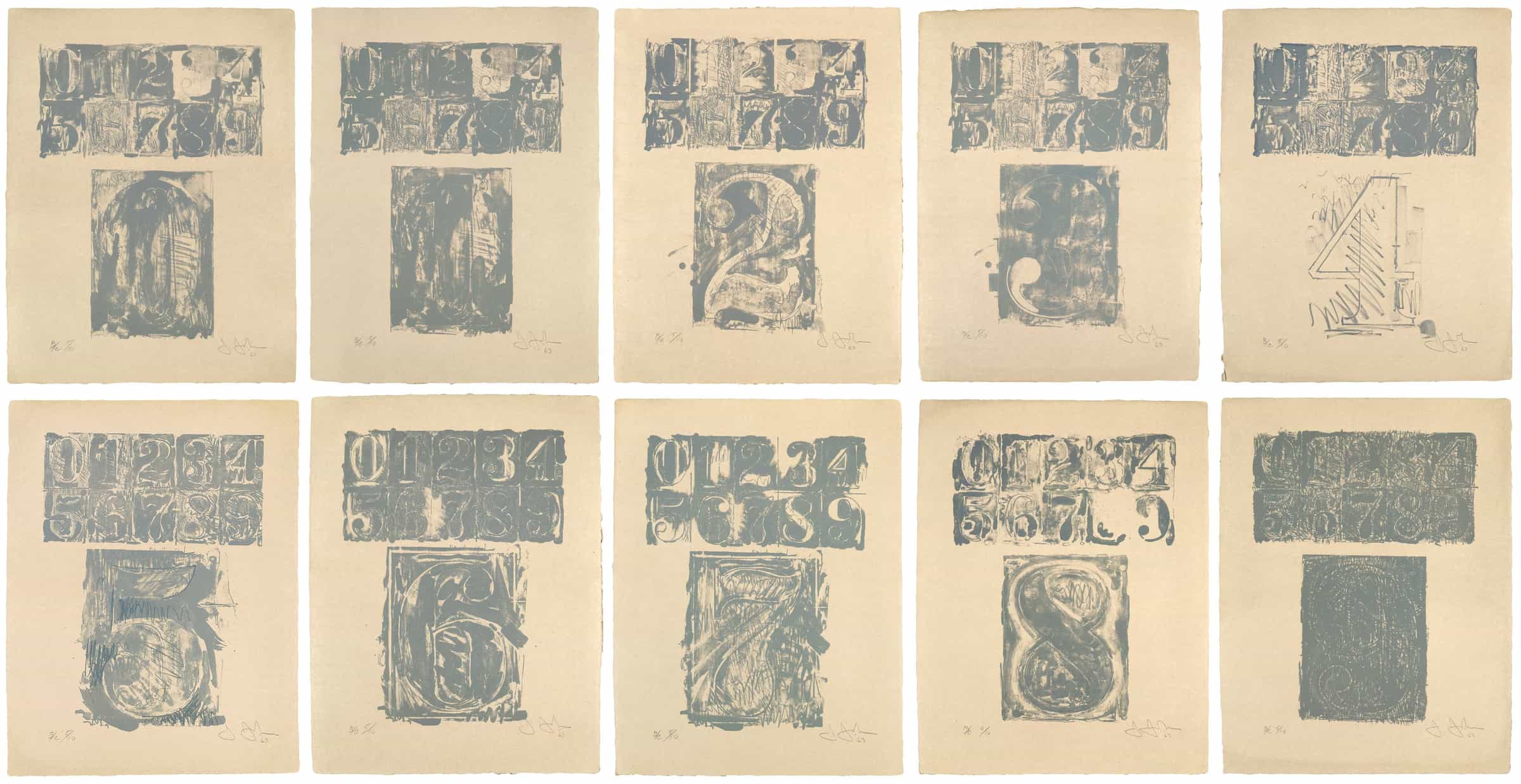 0-9 (Gray), 1963, Jasper Johns | Universal Limited Art Editions (ULAE)