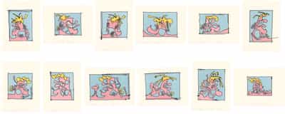 Carroll Dunham, Female Portraits, One - Thirteen, 2000