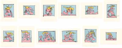 Carroll Dunham, Female Portraits, One - Thirteen, 2000