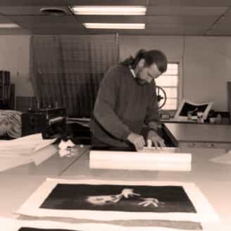 John Lund working on Kiki Smith's Puppet.