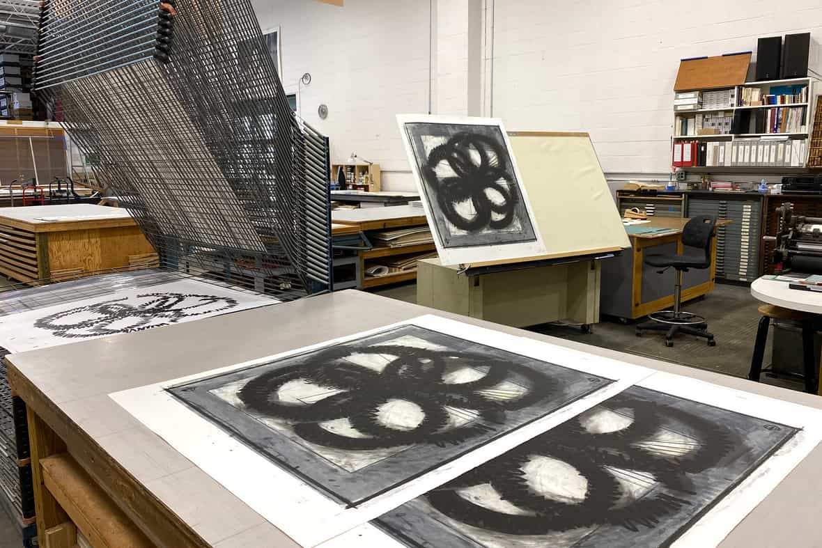 View of the studio during the edition printing process.