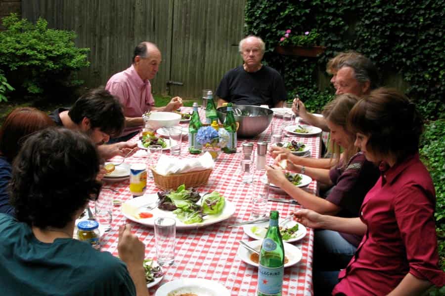 A picnic lunch at the Clinton Studio in Bay Shore while James Rosenquist visits, 2010.