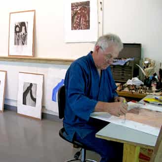 Bill Jensen working in the studio.