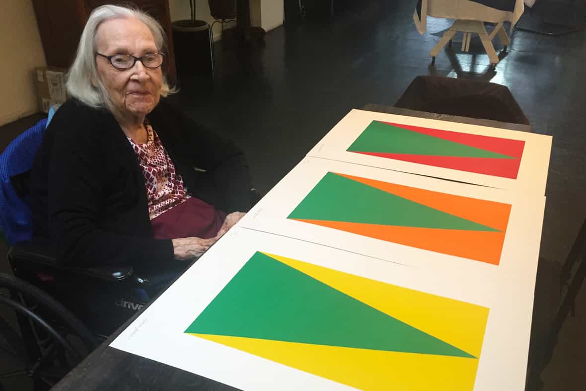 Artist Carmen Herrera in her home studio.